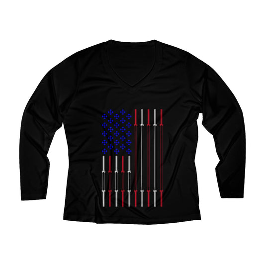 Fitness Flag | Women's Long Sleeve Performance V-neck Tee