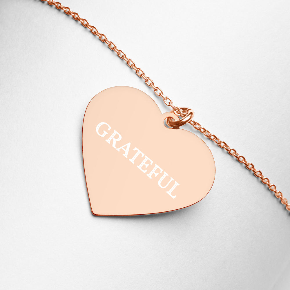 Grateful | Engraved Heart Necklace