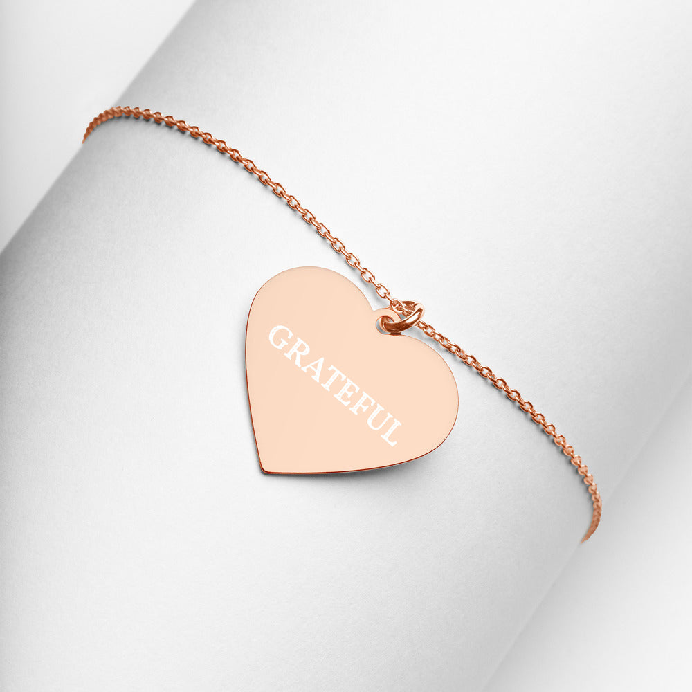 Grateful | Engraved Heart Necklace